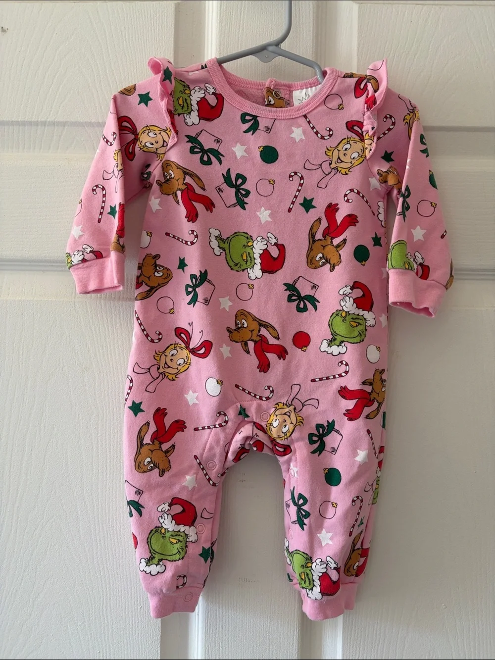 Pink Holiday Grinch Character onesie